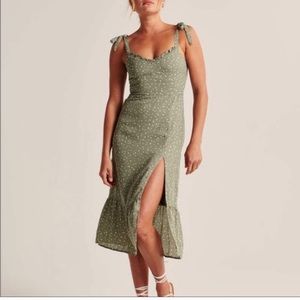 Abercrombie & Fitch Green Polka Dot Tie Strap Dress